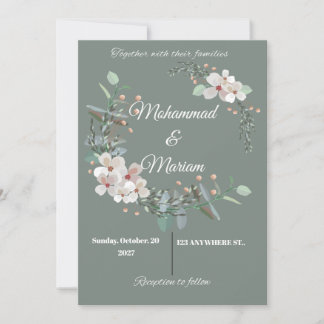 Cartes Pour Fêtes Annuelles Botanical Minimal Wedding Invite | Green Floral |