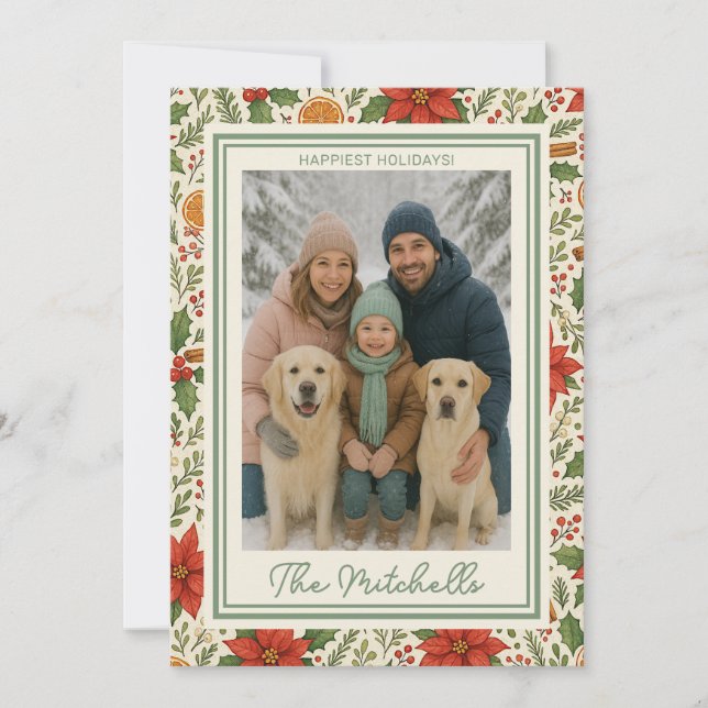 Cartes Pour Fêtes Annuelles Botanical Mistletoe Classic Floral Art Pattern (Devant)