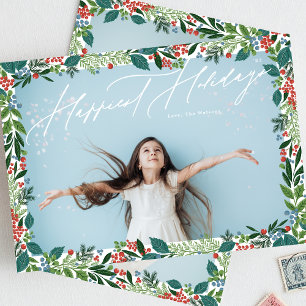 Cartes Pour Fêtes Annuelles Botanique baie cadre classique multi photo HAPPIES