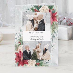Cartes Pour Fêtes Annuelles Botanique classique d'hiver Deux photos