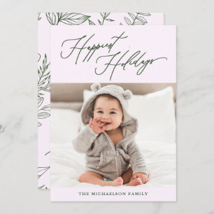 Cartes Pour Fêtes Annuelles Botanique d'hiver violet plus heureux vacances Pho