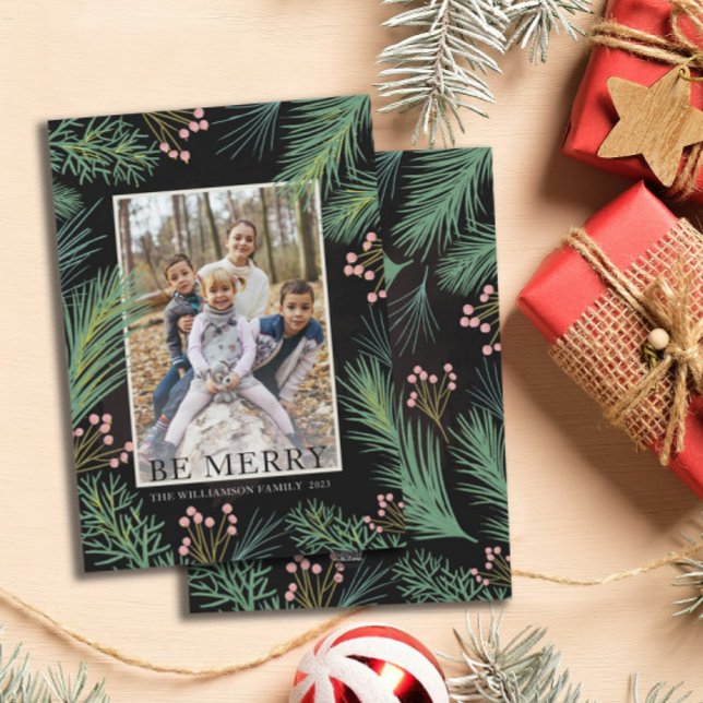 Cartes Pour Fêtes Annuelles Botanique moderne Be Joyeux Noël (Créateur téléchargé)