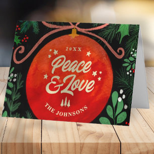 Cartes Pour Fêtes Annuelles Botanique moderne rouge boule de Noël