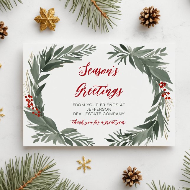 Cartes Pour Fêtes Annuelles Botanique Noël Fêtes Entreprise Affaires (Botanical Christmas Holidays Company Business Holiday Card)
