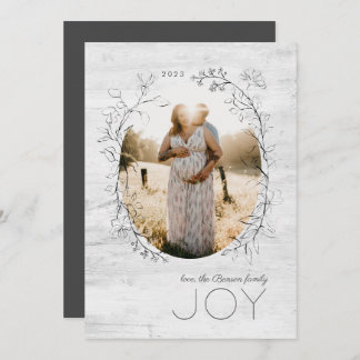 Cartes Pour Fêtes Annuelles Botanique Oval Frame Gray Holiday