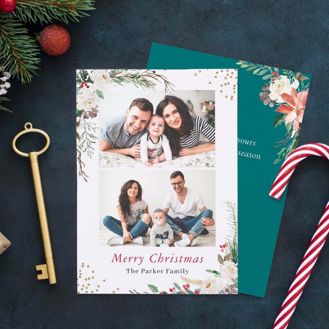 Cartes Pour Fêtes Annuelles Botanique saisonnière hiver Floral Noël 2 Photo (Créateur téléchargé)