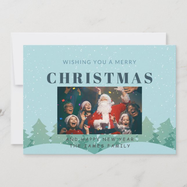 Cartes Pour Fêtes Annuelles Botaniques d'hiver Elégant 1 photo Noël Vacances (Devant)