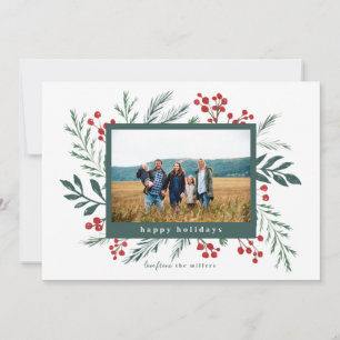Cartes Pour Fêtes Annuelles Botaniques d'hiver Noël Photo Vert Paysage
