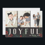 Cartes Pour Fêtes Annuelles Botaniques typographiques 3 Photo Collage Joyeux<br><div class="desc">Entièrement personnalisable de toutes les manières possibles, cette nouvelle collection de cartes de vacances présente nos baies d'hiver peintes à la main et des oeuvres d'art sur le feuillage. Des salutations modernes audacieuses entrelacées entre les oeuvres d'art font une déclaration typographique fantaisiste qui se démarque. Cette collection comprend plusieurs options...</div>