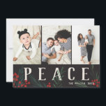 Cartes Pour Fêtes Annuelles Botaniques typographiques 3 Photo Collage Paix<br><div class="desc">Entièrement personnalisable de toutes les manières possibles, cette nouvelle collection de cartes de vacances présente nos baies d'hiver peintes à la main et des oeuvres d'art sur le feuillage. Des salutations modernes audacieuses entrelacées entre les oeuvres d'art font une déclaration typographique fantaisiste qui se démarque. Cette collection comprend plusieurs options...</div>