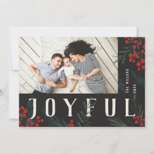 Cartes Pour Fêtes Annuelles Botaniques typographiques Photo Joyeux