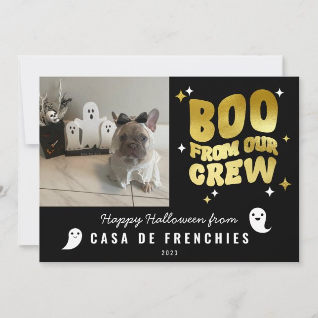 Cartes Pour Fêtes Annuelles Botte de l'équipage | Retro moderne Halloween Phot (Devant)