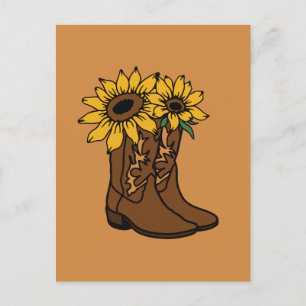 Cartes Pour Fêtes Annuelles Bottes de cowboy et tournesols