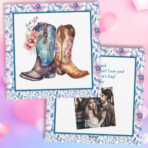 Cartes Pour Fêtes Annuelles Bottes de cowboy personnalisées avec photo pour la