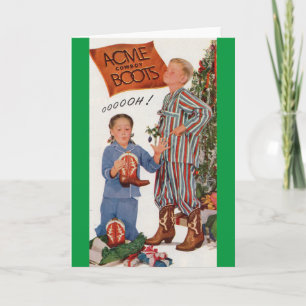 Cartes Pour Fêtes Annuelles bottes de cowboy pour Noël au début des années 195