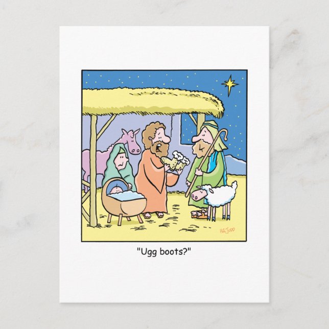 Cartes Pour Fêtes Annuelles Bottes d'Ugg de bande dessinée de Noël (Devant)