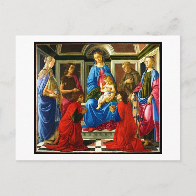 Cartes Pour Fêtes Annuelles Botticelli Madonna et Enfant avec 6 Saints 1470 (Devant)