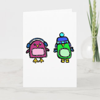 Cartes Pour Fêtes Annuelles Bouche-oreilles et mitaines les pingouins bonnes