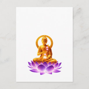 Cartes Pour Fêtes Annuelles Bouddha de méditation Lotus Doré Yoga Spirituel De