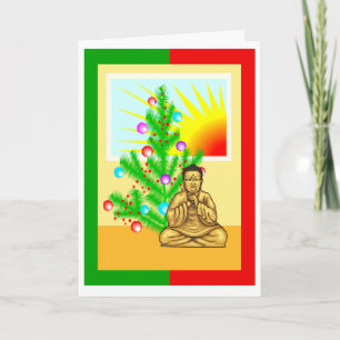 Cartes Pour Fêtes Annuelles Bouddha de Noël avec arbre