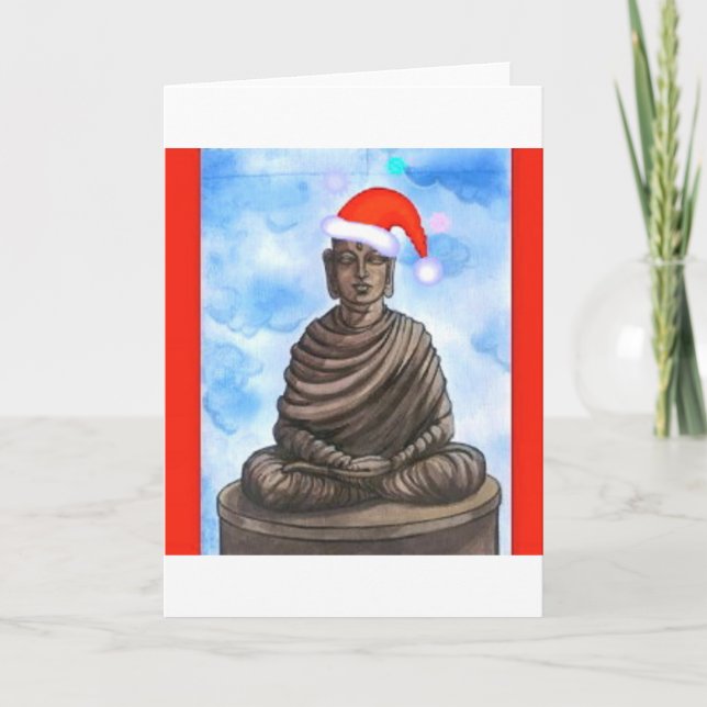 Cartes Pour Fêtes Annuelles Bouddhisme - Bouddha - Joyeux Casquette de Noël (Devant)