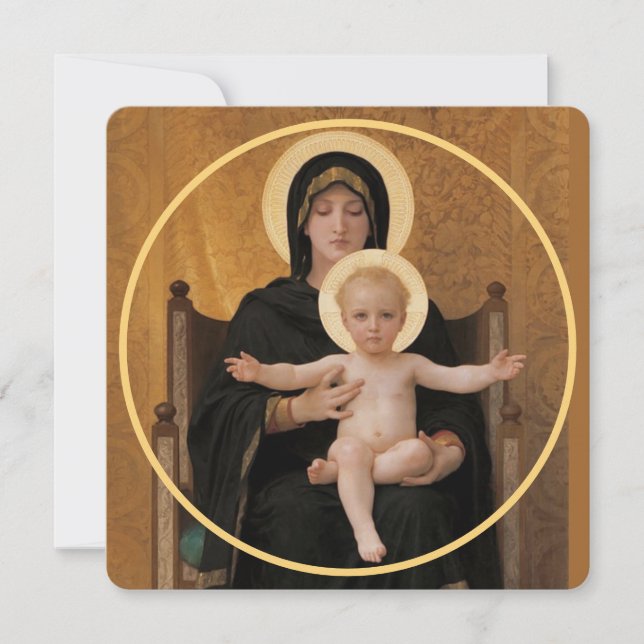 Cartes Pour Fêtes Annuelles Bougereau Vierge et Enfant (Devant)