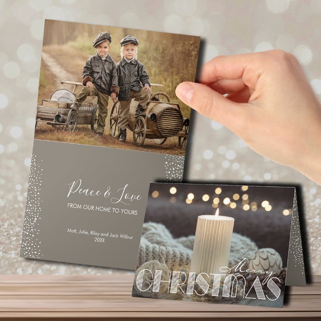 Cartes Pour Fêtes Annuelles Bougie blanche Cosy Noël Photo pliée (Créateur téléchargé)