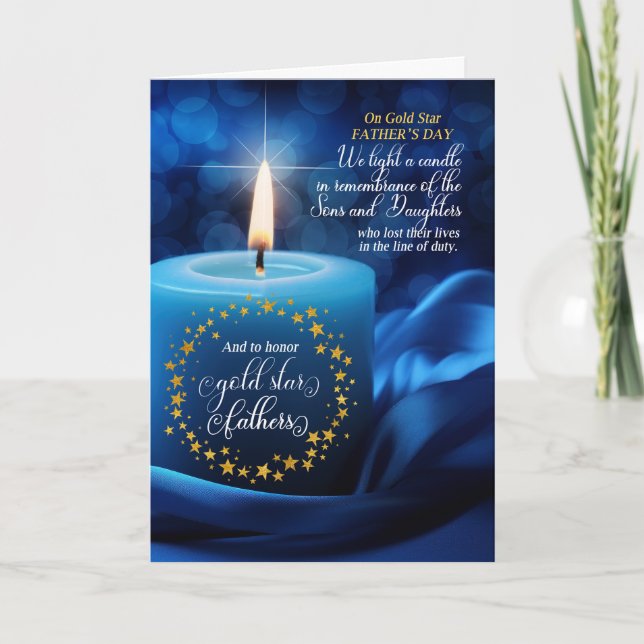 Cartes Pour Fêtes Annuelles Bougie Bleue Fête des pères Gold Star (Devant)