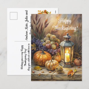 Cartes Pour Fêtes Annuelles Bougie brûlante et Bon thanksgiving Citrouille