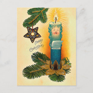 Cartes Pour Fêtes Annuelles Bougie de Noël de dessin animé vintage