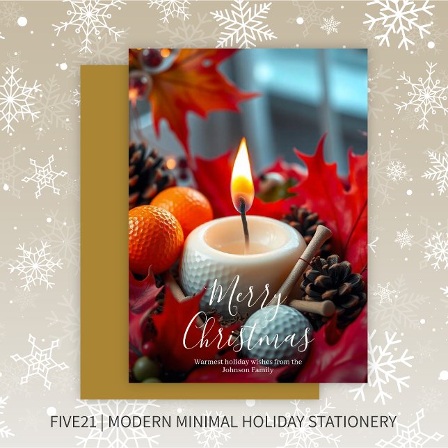 Cartes Pour Fêtes Annuelles Bougie de Noël de golf ・ Or (Créateur téléchargé)