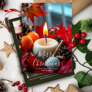 Cartes Pour Fêtes Annuelles Bougie de Noël de golf ・ Photo de famille Olive