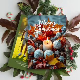 Cartes Pour Fêtes Annuelles Bougie de Noël de golf ・ Photo de famille verte