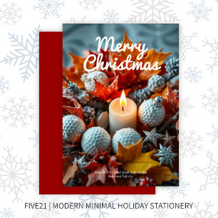 Cartes Pour Fêtes Annuelles Bougie de Noël de golf ・ Rouge