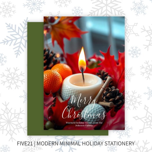 Cartes Pour Fêtes Annuelles Bougie de Noël de golf ・ Vert (Créateur téléchargé)