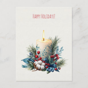 Cartes Pour Fêtes Annuelles Bougie de Noël décorée à l'aquarelle