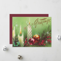 Cartes Pour Fêtes Annuelles bougie de Noël rétro