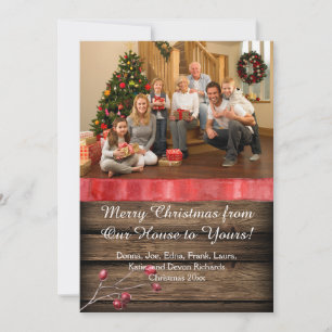 Cartes Pour Fêtes Annuelles Bougie en bois d'Amérique rustique Holly Berries P