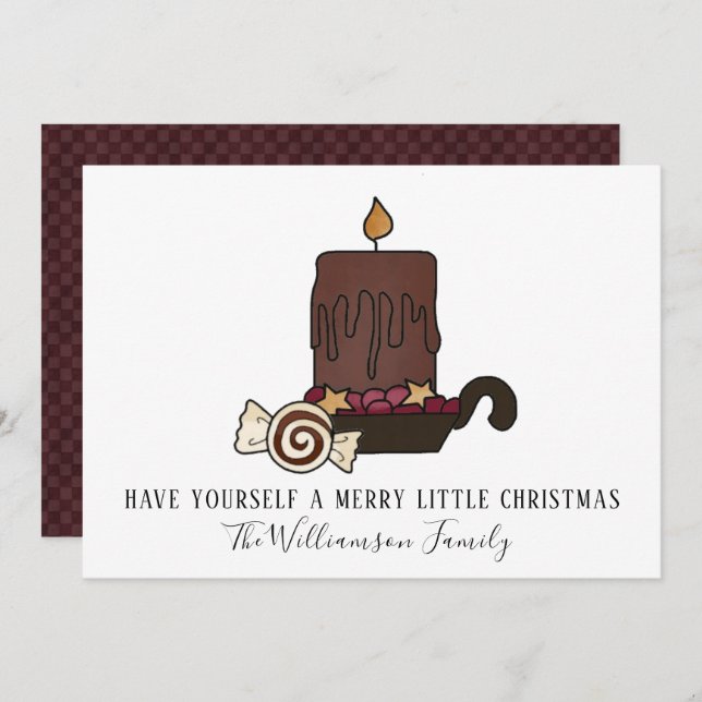 Cartes Pour Fêtes Annuelles Bougie Grinçante Primitive et Étoiles Joyeux Noël (Devant / Derrière)