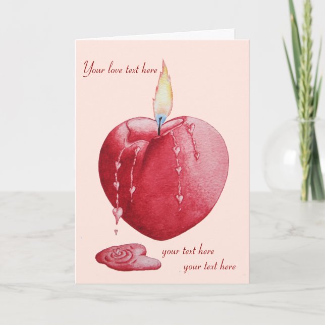 Cartes Pour Fêtes Annuelles bougie rouge en forme de coeur avec verset (Devant)