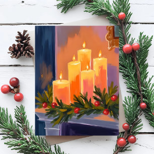 Cartes Pour Fêtes Annuelles Bougies de cheminée de Noël Guirlande
