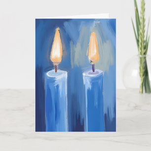 Cartes Pour Fêtes Annuelles Bougies de Hanukkah bleues