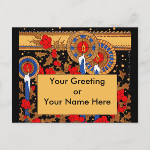 Cartes Pour Fêtes Annuelles Bougies de Noël Art déco et Holly