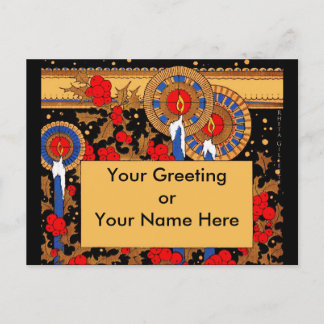 Cartes Pour Fêtes Annuelles Bougies de Noël Art déco et Holly