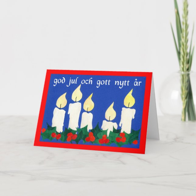Cartes Pour Fêtes Annuelles Bougies de Noël avec salutation suédoise (Devant)