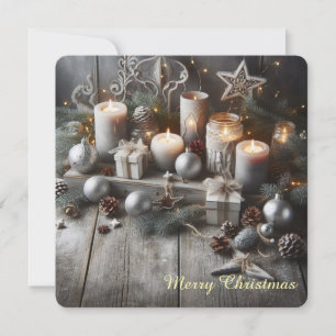 Cartes Pour Fêtes Annuelles Bougies de Noël Chic Gris
