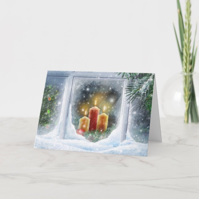 Cartes Pour Fêtes Annuelles Bougies de Noël dans la fenêtre (Devant)