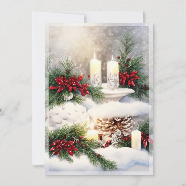 Cartes Pour Fêtes Annuelles Bougies de Noël dans le budget de neige (Devant)