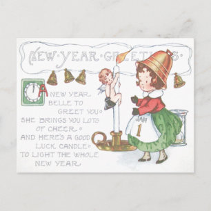 Cartes Pour Fêtes Annuelles Bougies de Nouvel An en forme de cloche de bébé et