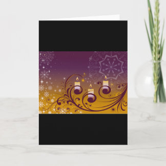 Cartes Pour Fêtes Annuelles Bougies de vacances de pourpre et d'or